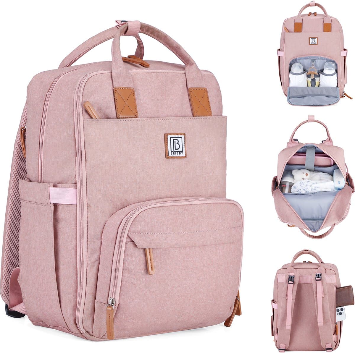 Brisby slijtvaste Luiertas – verzorgingstas – met buggymontage - roze