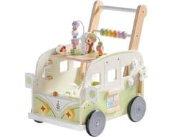 Houten Loopwagen - Peuter Loophulp - Eerste Stapjes Leren - Instelbare Snelheid - 41 x 25 x 45 cm - Groen