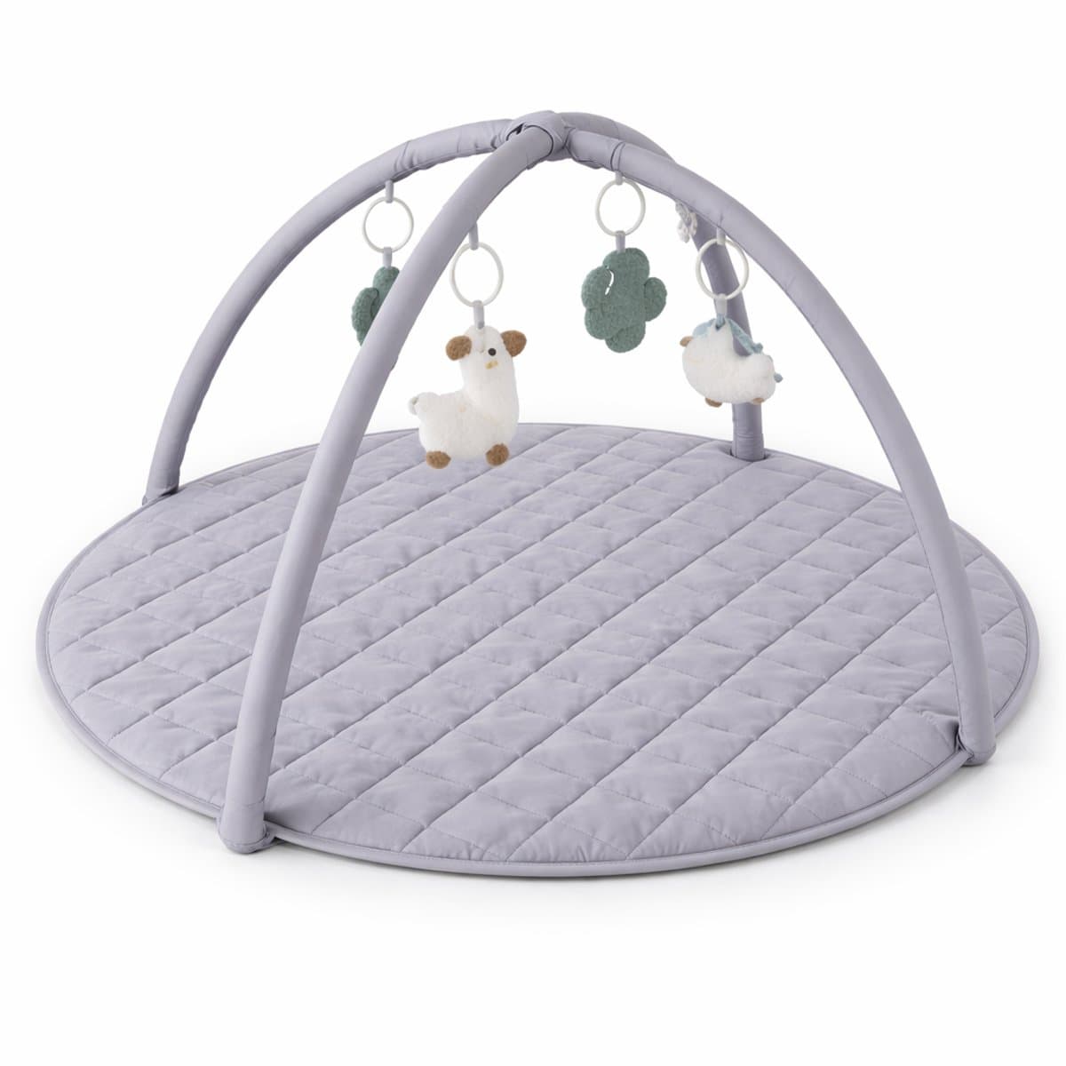 Laavir Baby Speelkleed met Boog - Ronde Babygym Grijs - Zacht en Comfortabel speelmat - Voor Pasgeboren Baby’s