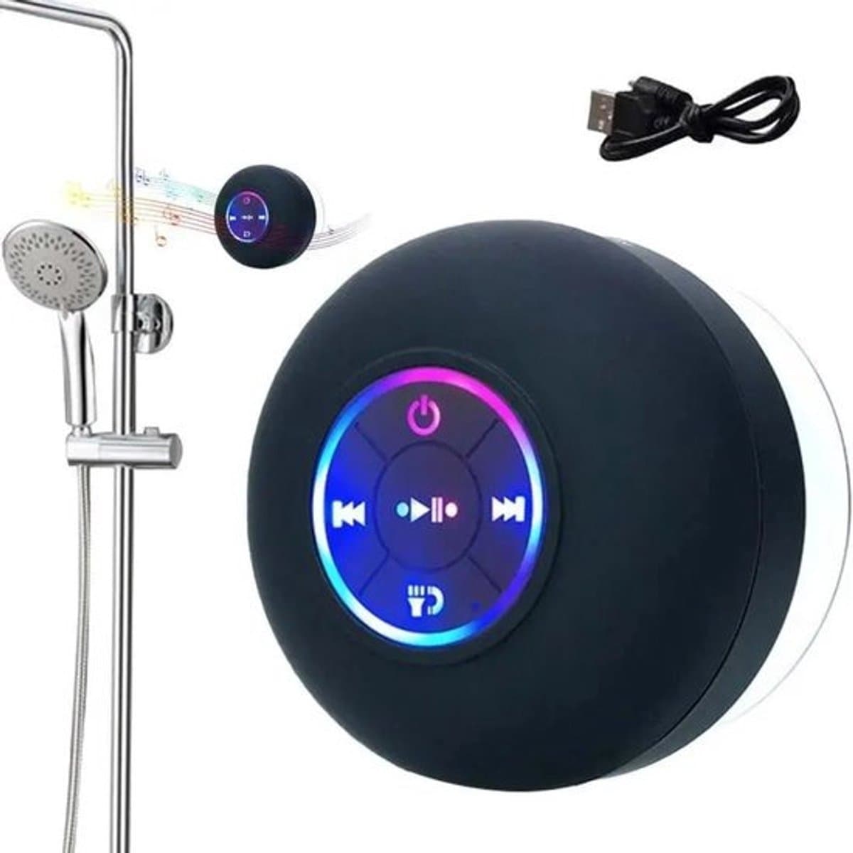 LED Bluetooth Douche Speaker - Waterdicht met Zuignap en USB