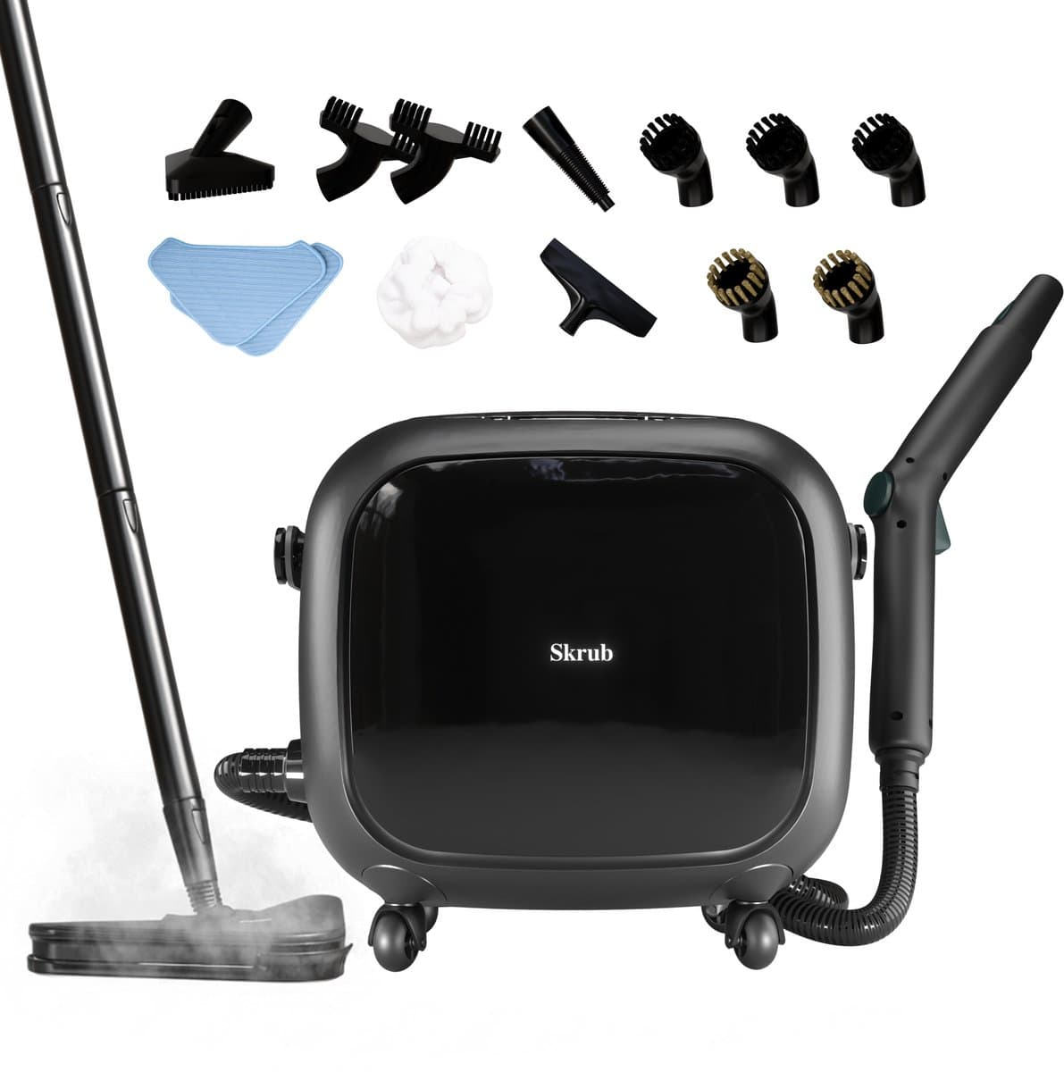 Skrub Stoomreiniger PRO – Tapijtreiniger – Handstomer – 1500W – Stoomdweil & Vloerreiniger – Carpet Cleaner met 20 Accessoires – 45 Min Stomen