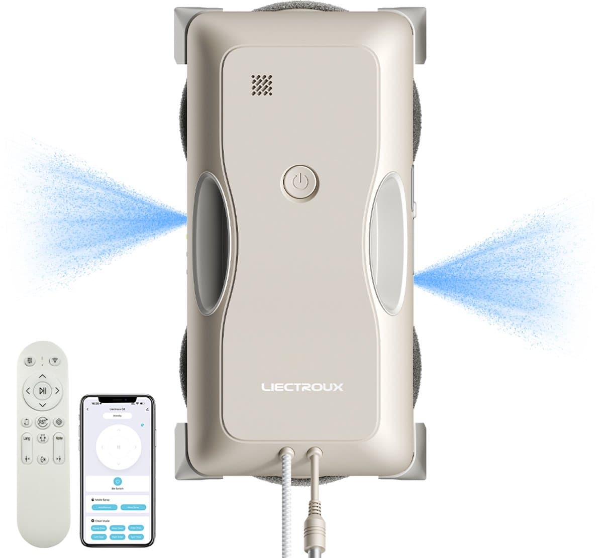 LIECTROUX G8 Raamrobot – Snelle Reiniging, Dubbele Waterspray, Bionische Wisser, AI Navigatie en Randdetectie