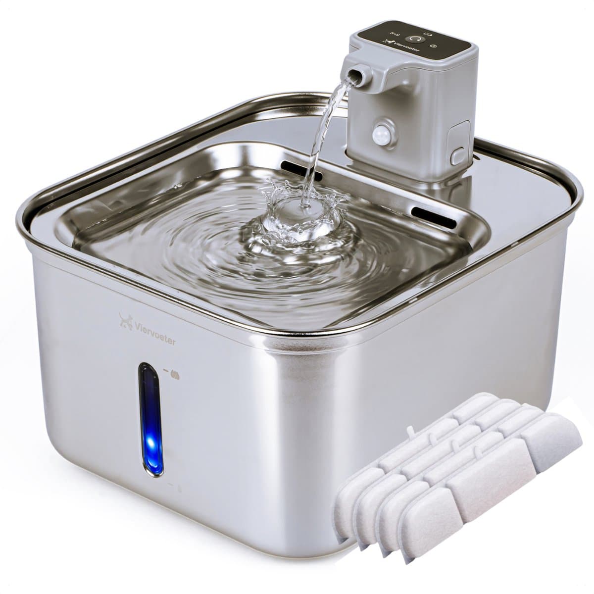 Viervoeter® Aqua Pro RVS drinkfontein met sensor