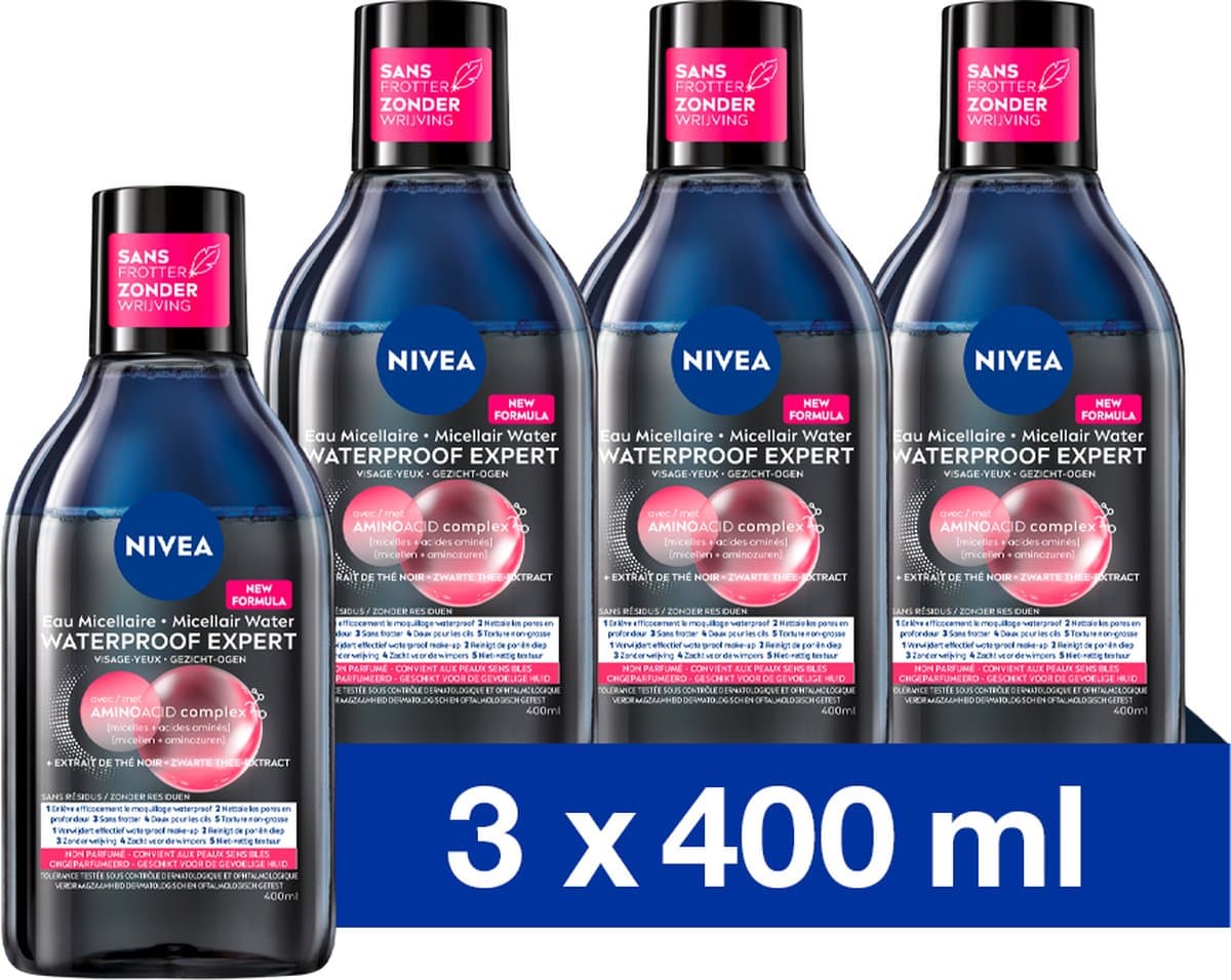 NIVEA Micellair Water: waterproof make-up remover 3x400ml
