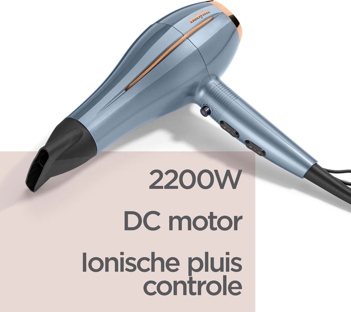BaByliss Denim Luxe D251PE Föhn - Ionisch, snel en pluisvrij