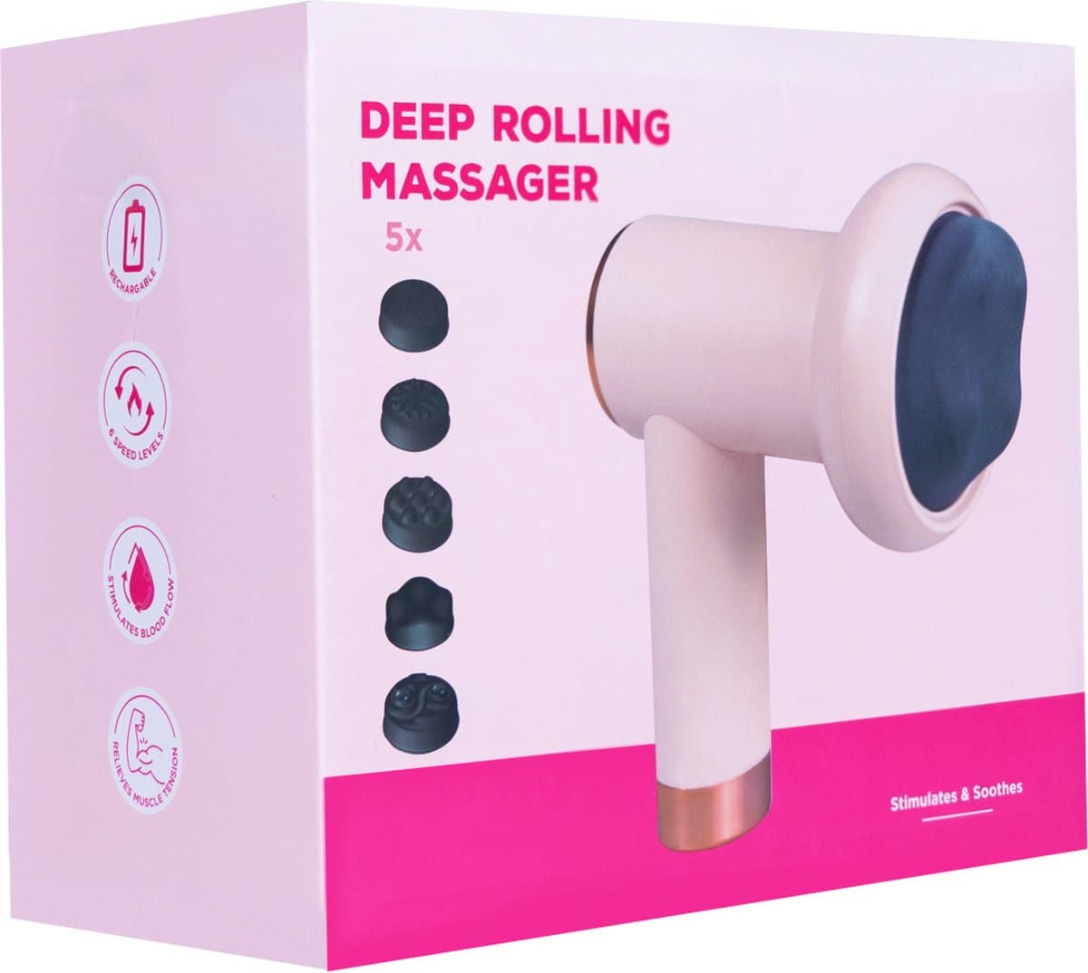 Peach Beauty Massage Gun met 5 massagekoppen voor €24,95 - afbeelding 1