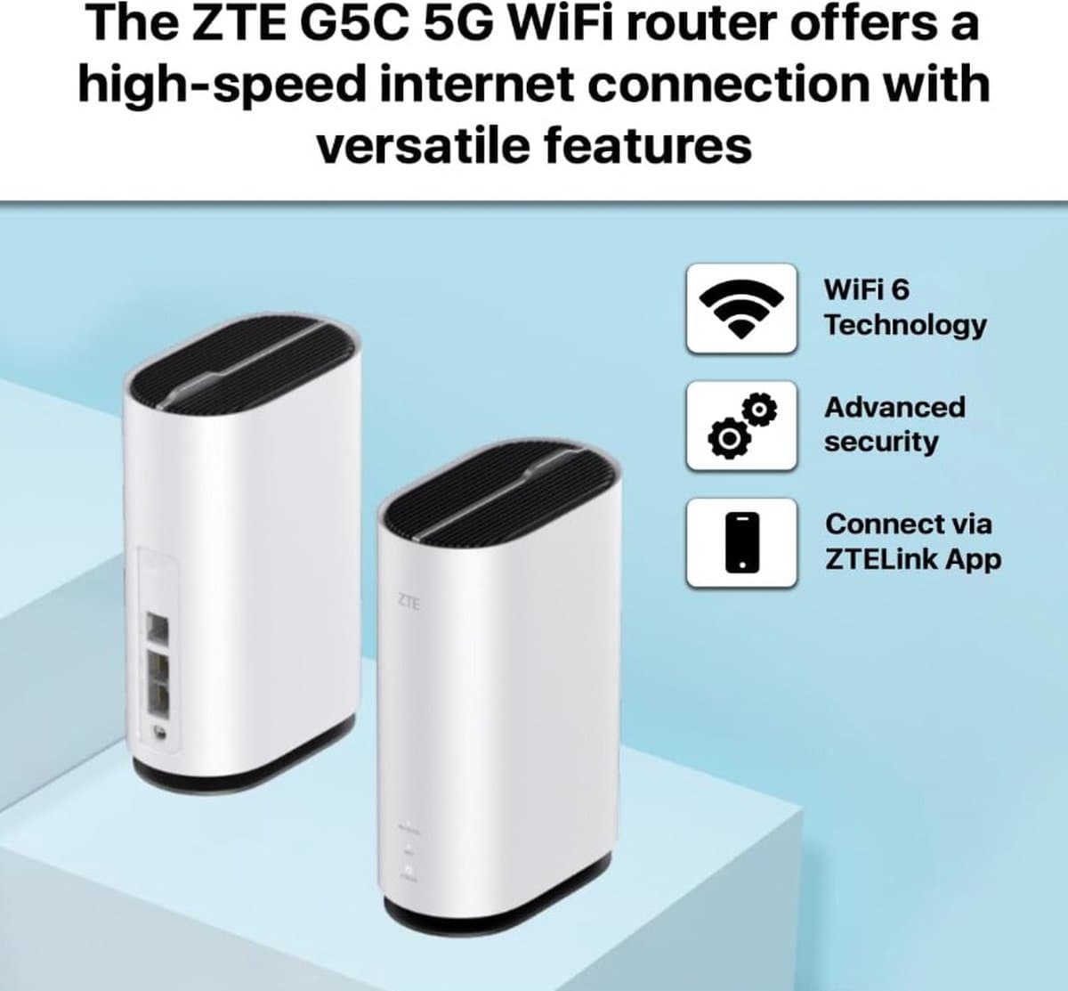 ZTE G5C 5G WiFi 6 router: 32 apparaten, sim-unlocked - afbeelding 1