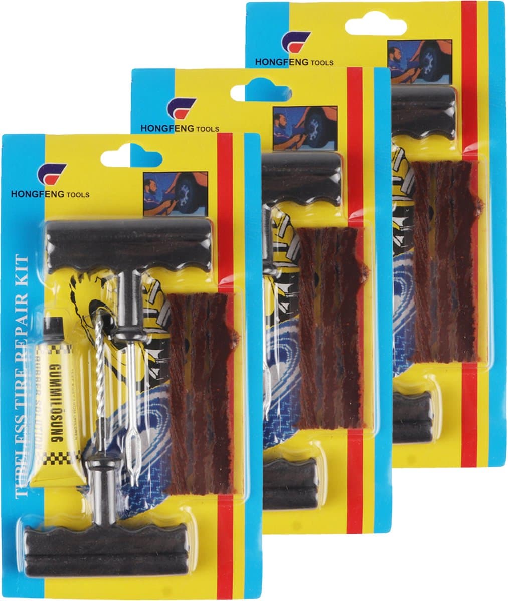 Proppenset - Autoband repareren - 3 pack - Bandenreparatiepakket - Bandenplakset - Bandenreparatiegereedschap - Bandenreparatiemateriaal - Bandenreparatiesetje