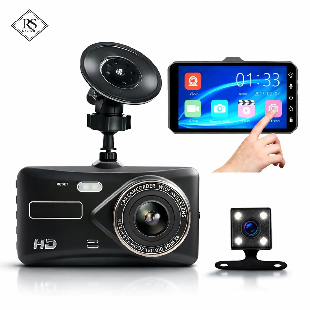 RaviSoll Dual Dashcam Voor en Achter - Full HD 170°