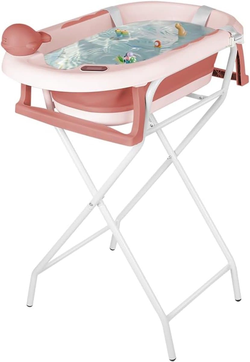 Babybadkuip met standaard - XL badkuip baby - Veilig badderen - Opvouwbaar ontwerp - 81.5 x 48 x 21 cm