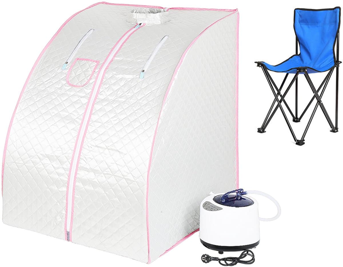 Draagbare 1,8" stoomsauna, afslankende sauna, stoomcabine, gewichtsverliestherapie, 1000W, zilver