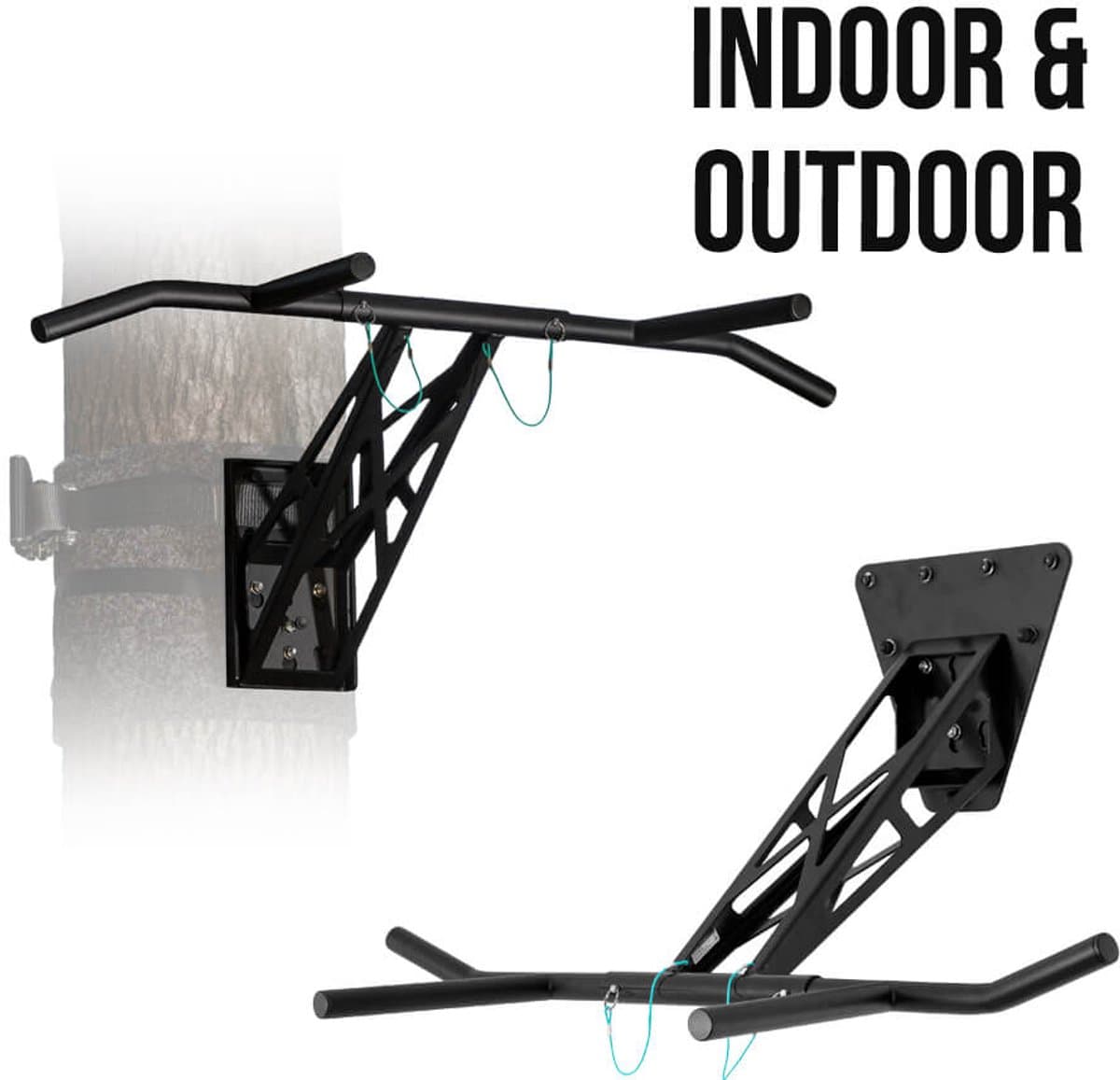 PULLUP & DIP Steel - Mobiele Pull-up & Dip Stang - Binnen & Buiten Gebruik - Voor Bomen, Palen & Muren - Inclusief 35+ Oefeningen eBook