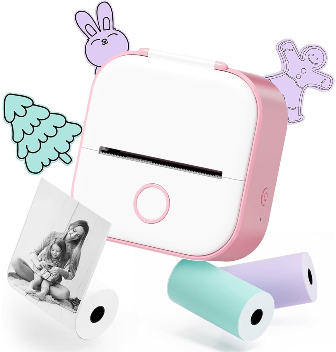 longziming -Roze Mini Labelprinter – Compacte Draagbare Stickerprinter voor Studie, Notities, Foto’s en Creatieve Projecten