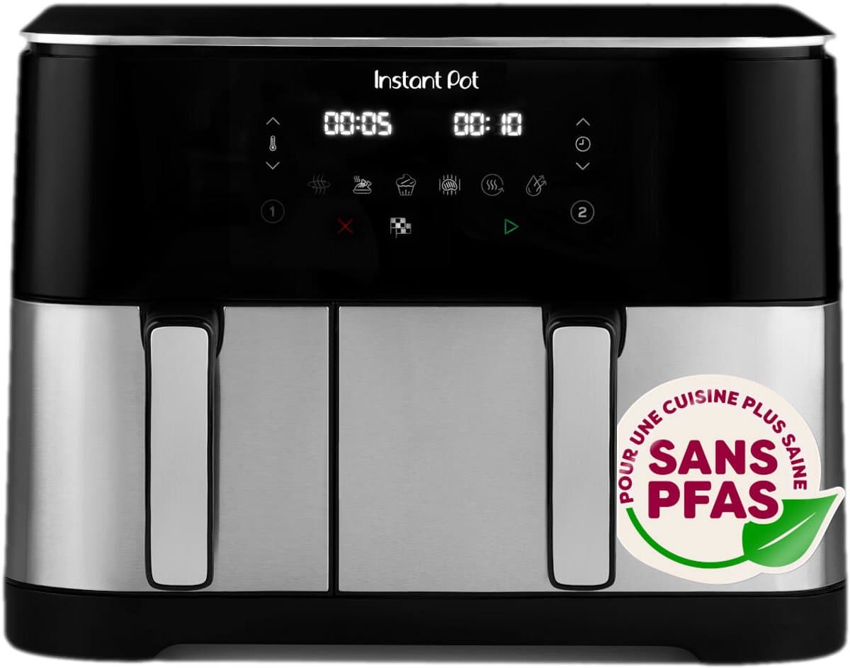 Instant Pot Vortex Dual 11L PFAS-vrije Airfryer - Dubbele mand 7L + 4L - 8-in-1 kookfuncties - EvenCrisp™ Technologie - SyncCook™ & SyncFinish™ - Snelle energiezuinige airfryer voor het hele gezin