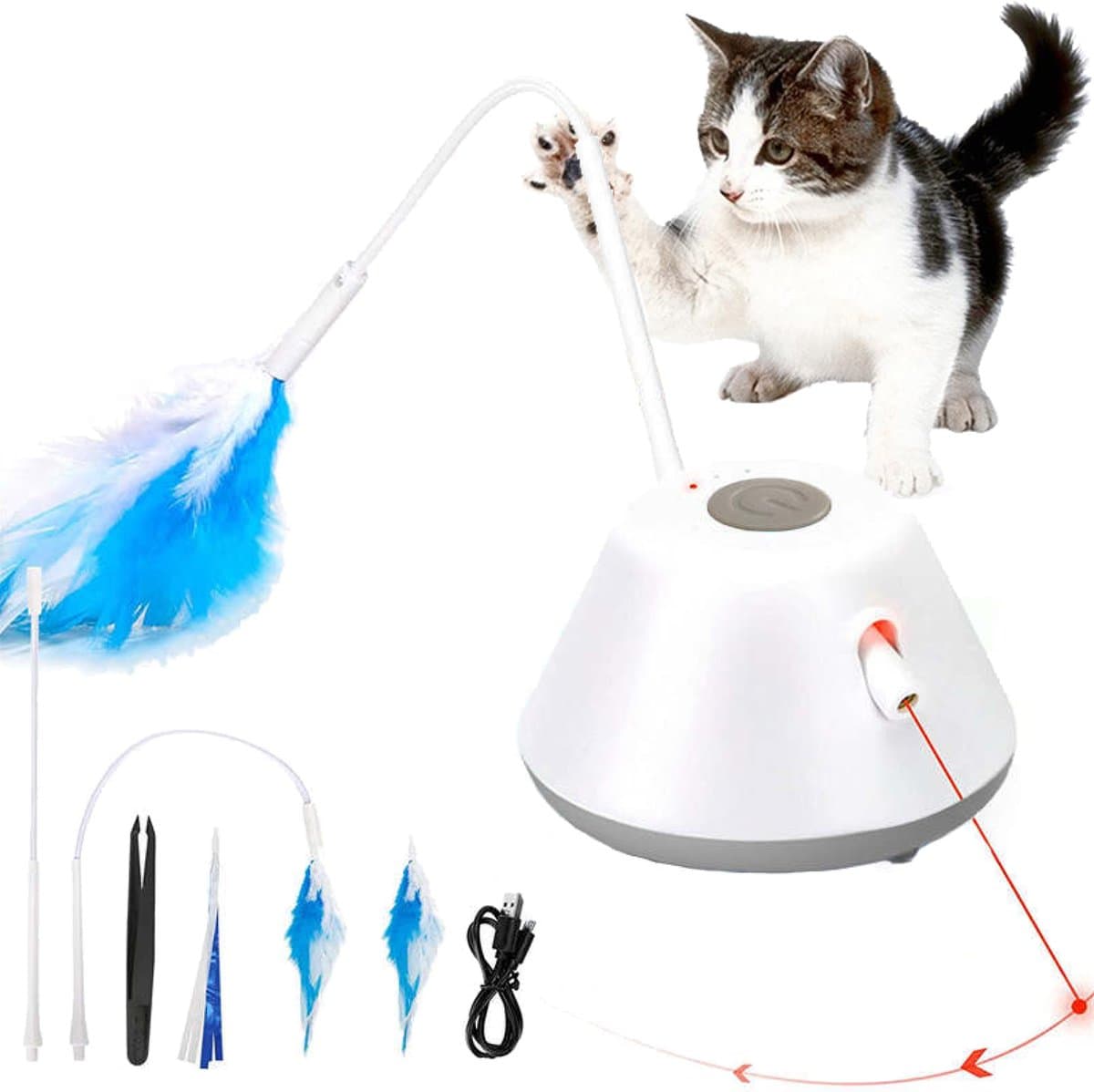 Filo Elektrisch Kattenspeelgoed met Laser - Interactief Rijdend Katten Speelgoed - Kattenspeeltjes Automatisch - Speelgoed Kat - Cat Toy - Kitten Speeltjes