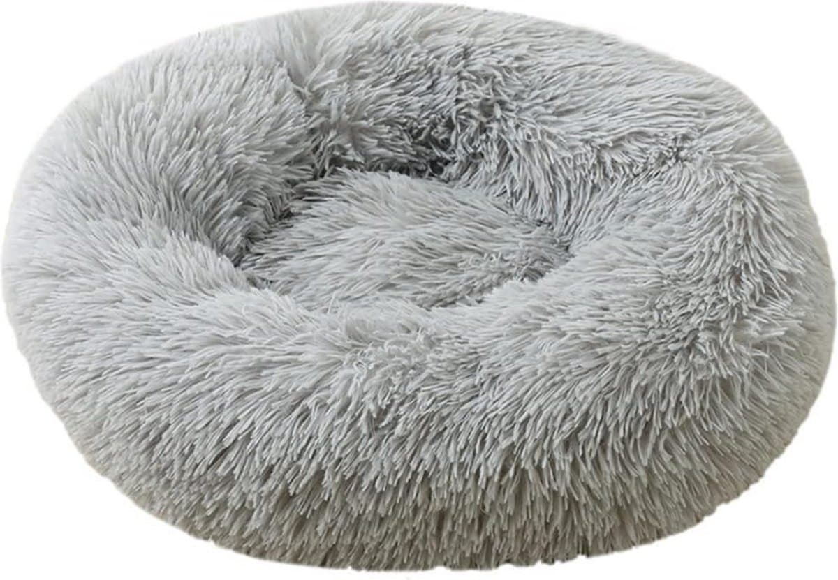 Donut Hondenmand - Kattenmand - Maat S - 50cm (ligvlak van 35cm) - Lichtgrijs - Fluffy en Wasbaar