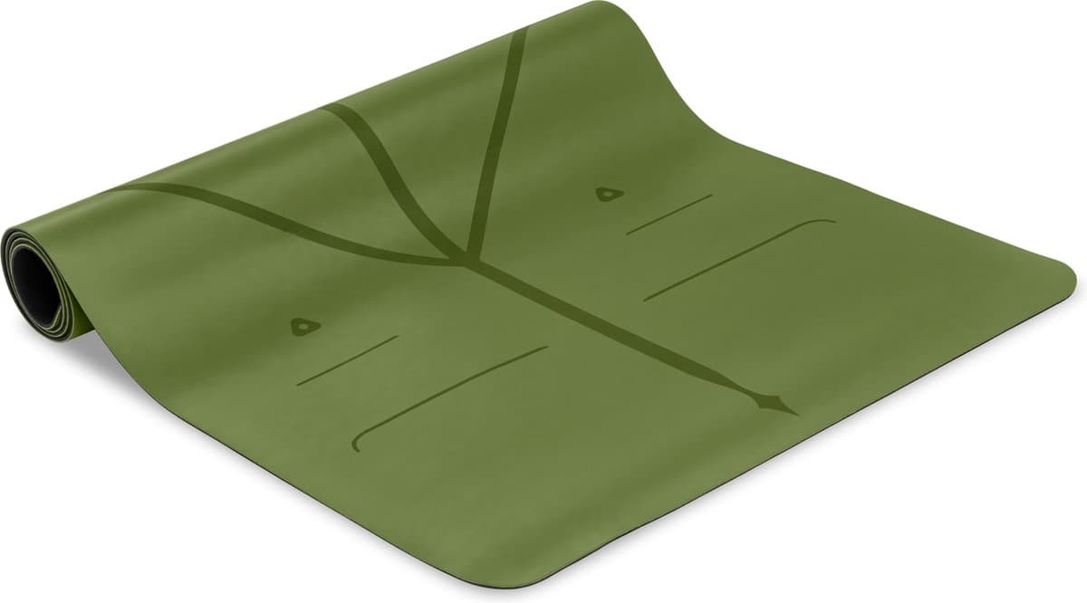 Liforme Yoga Mat - 185 cm x 68 cm x 0,42 cm - Olijf Groen | Duurzame en comfortabele yogamat met perfecte grip voor de ultieme yogasessie |