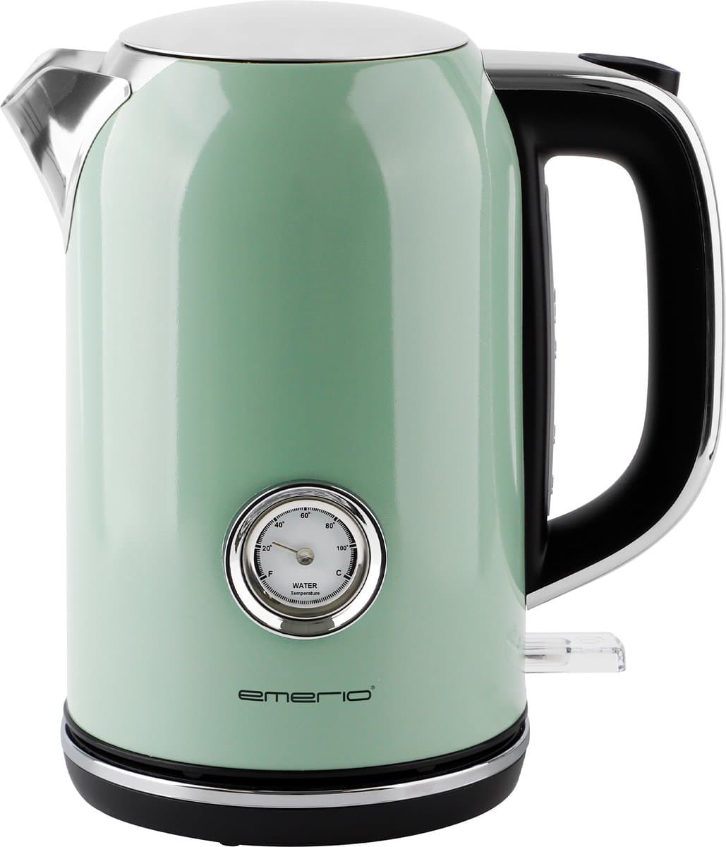 Emerio Retro Waterkoker - 1.7 Liter - 360° draaibaar - Verborgen verwarmingselement - 2200W - WK-133282 Groen