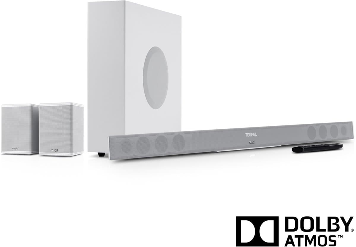 Teufel CINEBAR 11 voor Dolby Atmos "4.1-Set" - Soundbar met draadloze subwoofer & rearspeakers - Bluetooth met aptX - Virtuele surround sound - wit