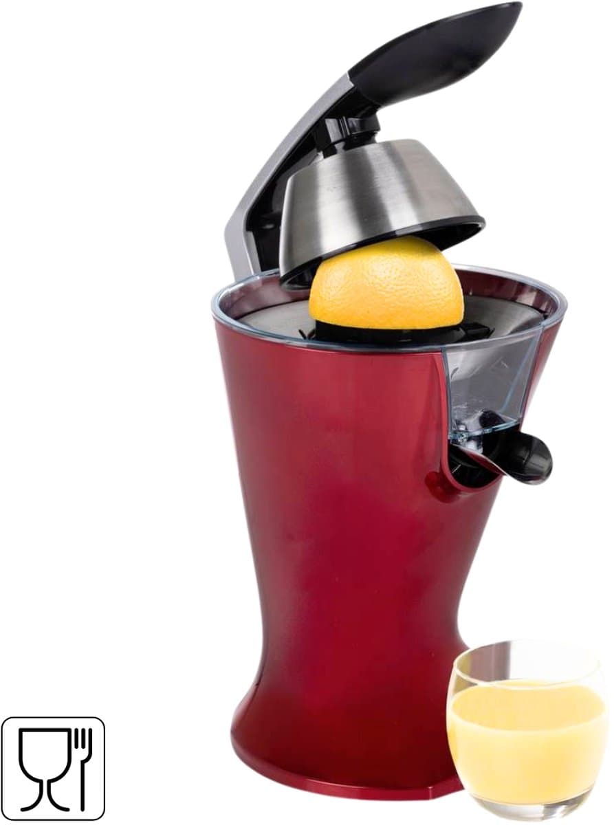 Princess Citruspers – Elektrische Citruspers - Juicer - Fruitpers - 300W – Rood Metallic – 2 Perskegels – Vaatwasserbestendige Onderdelen