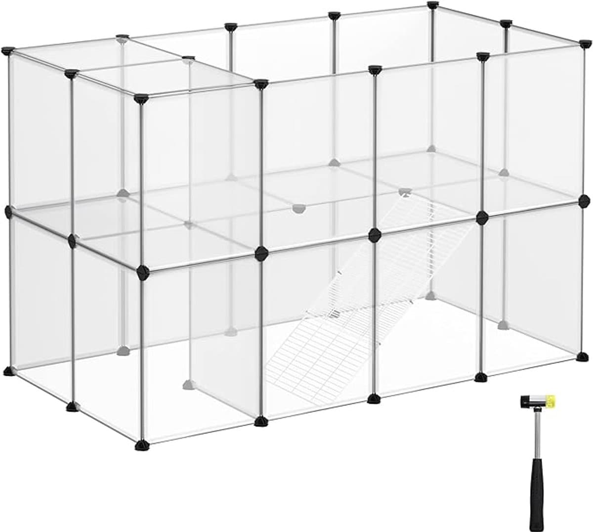 MAZAZU - Ren met trappen - Omheining - Kunststof - transparant - 143x73x91