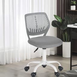 Productfoto van Ergonomische bureaustoel zonder armleuning, in hoogte verstelbare draaistoel voor thuiskantoor en studeerkamer, grijs