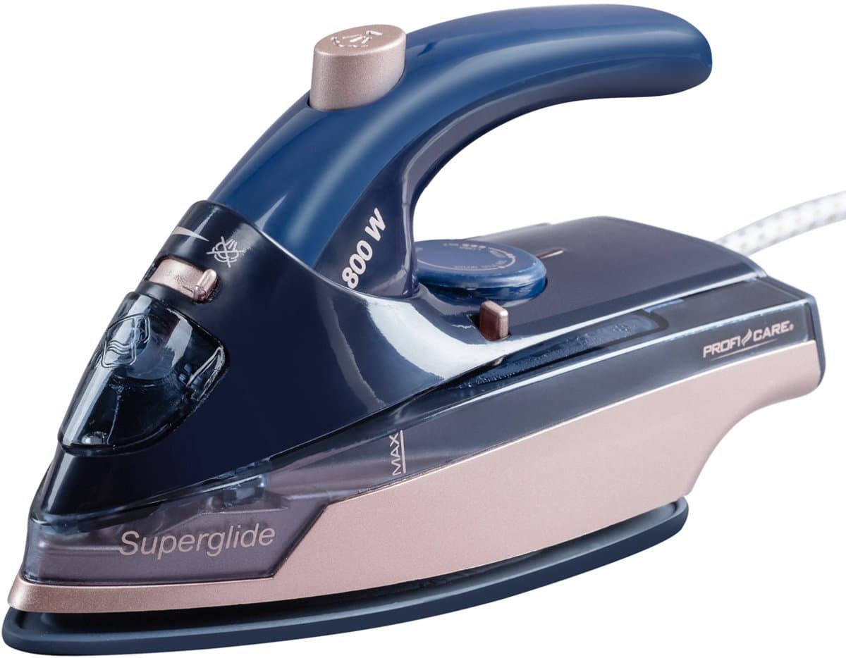 ProfiCare DB 3125 - Reisstrijkijzer - Compacte strijkijzer - Stoomfunctie - Blauw, Rose gold -800W