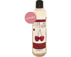 Sther Premium Massageolie - Kers (Cherry) - 250ml - Natuurlijk Glijmiddel op Oliebasis - Met Avocado-olie - Langdurig Glijvermogen