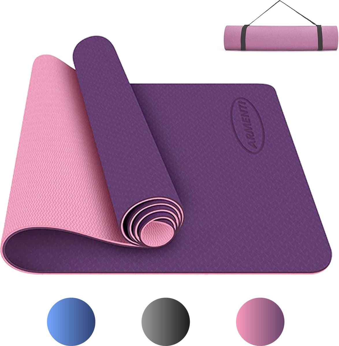 Bobbel Home - Premium Yoga mat - Anti slip -Extra dik - Inclusief Draagtas - Fitness - Pilates mat - Sport Mat - 183 x 60 cm - Roze