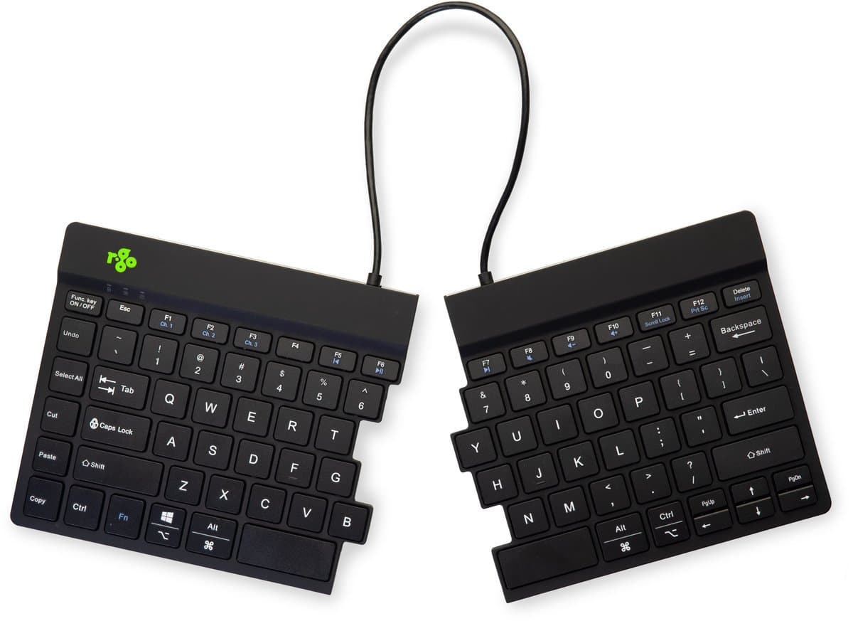R-Go Split - Draadloos Ergonomisch Toetsenbord - Pauze-indicator - Gesplitst - US QWERTY - Zwart