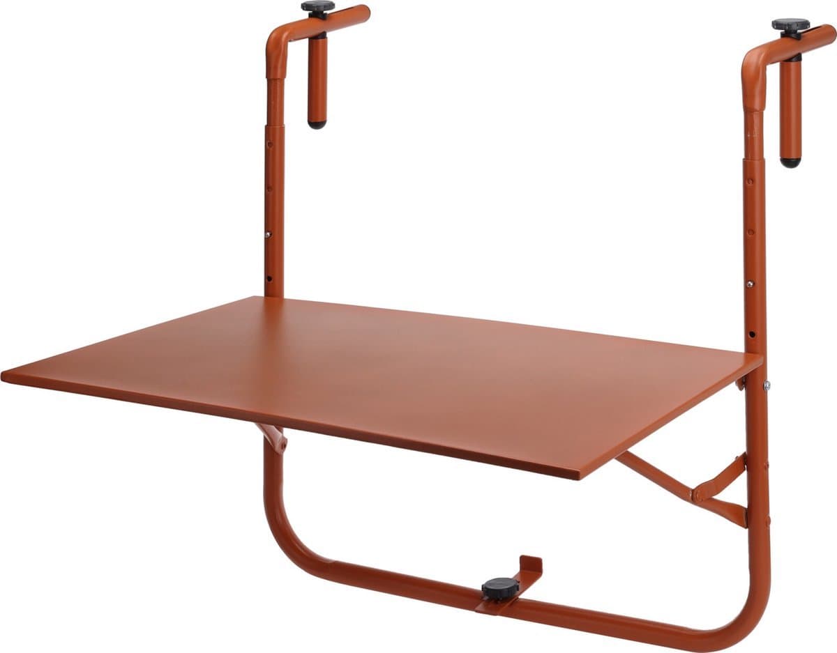 Balkontafel Inklapbaar – hangtafel balkon-62.5x60x84cm- matterracotta klaptafel – verstelbare tafel-outdoor-Hangend Balkontafels Opklapbaar Hangtafel – Vouwtafel Wandtafel Inklapbare Tafel – Bijzettafel