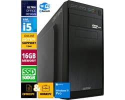 Intel Compleet Desktop PC | Intel Core i5 | 16 GB RAM | 512 GB SSD | DVD+RW | Windows 11 Pro | Business Office Multimedia Computer