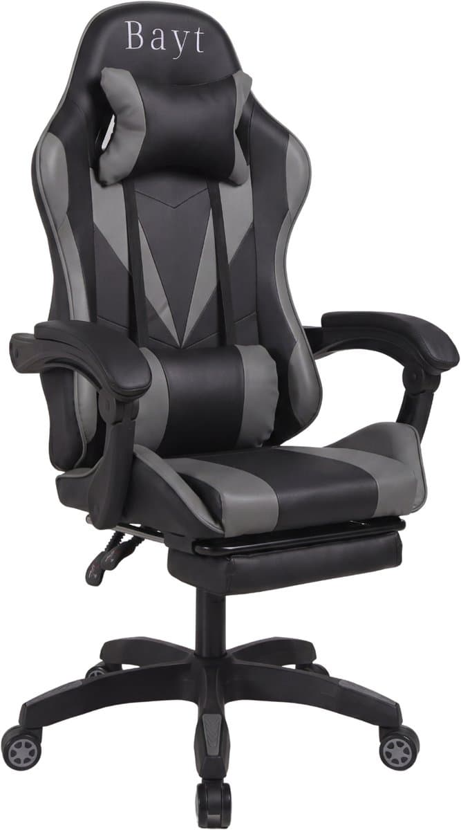 Bayt Gamestoel - Gaming Chair - Gamingstoel - Ergonomische Bureaustoel - Verstelbaar - Zwart en Grijs - afbeelding 1