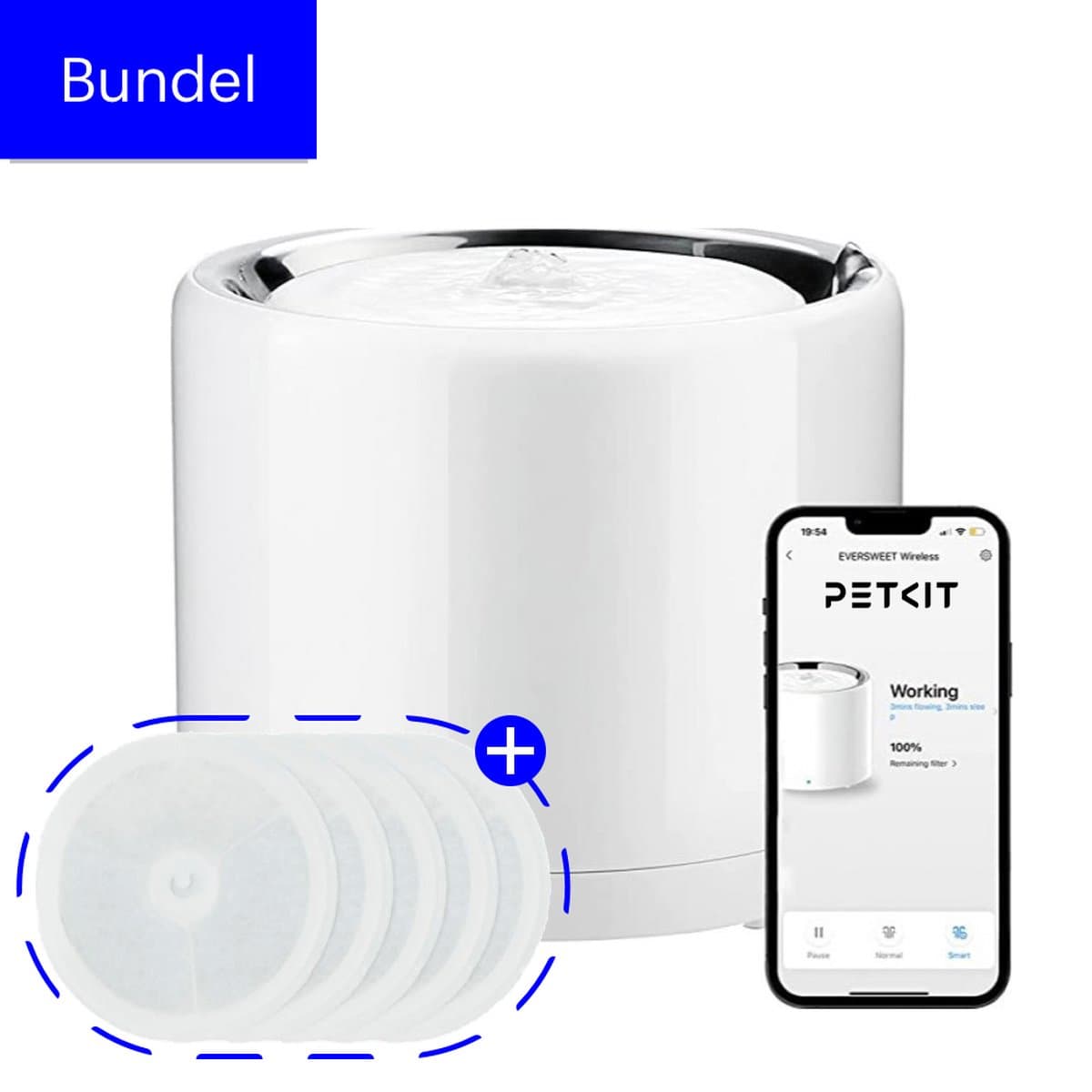 PETKIT Eversweet 3 Pro Filter Bundel – Drinkfontein Kat – Met App – BPA Vrij – 1,35L – Geruisloos – met Filter