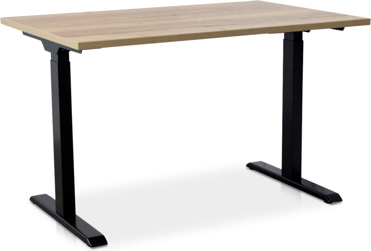 Zit-sta bureau snelslinger verstelbaar - MRC FAST FLEX | 120 x 80 cm | frame zwart - blad robuust eiken - afbeelding 1