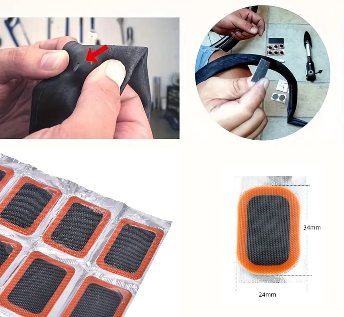 6x Bandenplakkers | Fietsband Reparatieset | Fietsbandaccessoires | Rechthoek
