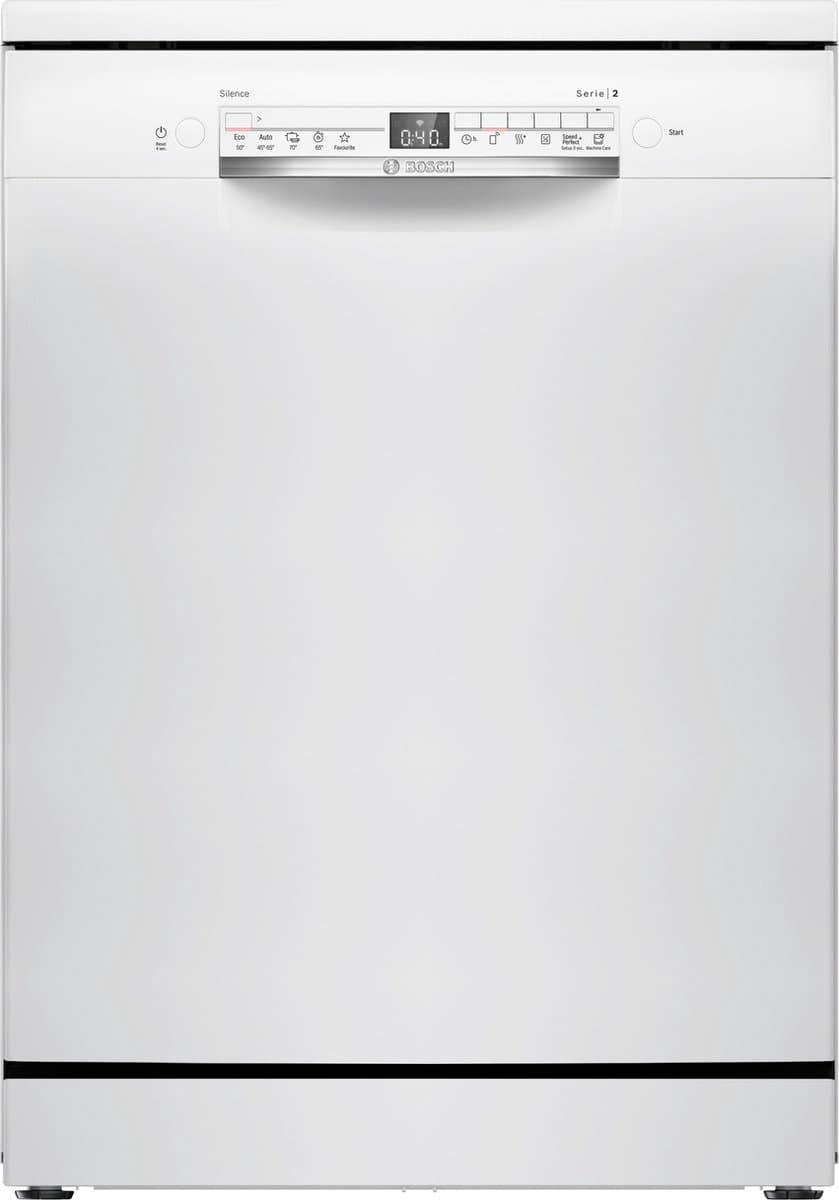 Bosch SMS2HTW02E - Serie 2 - Vaatwasser - Vrijstaande vaatwasser - 60 cm - Wit - Energielabel D - Home Connect - Extra Droog: optie voor extra grondige droogresultate