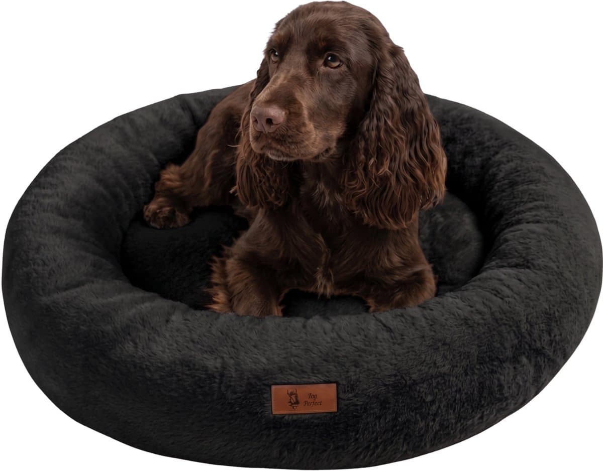 Pet Perfect Orthopedische Hondenmand – Donut Hondenmand – Hondenkussen – Hondenbed – Wasbaar - 80 cm - Zwart