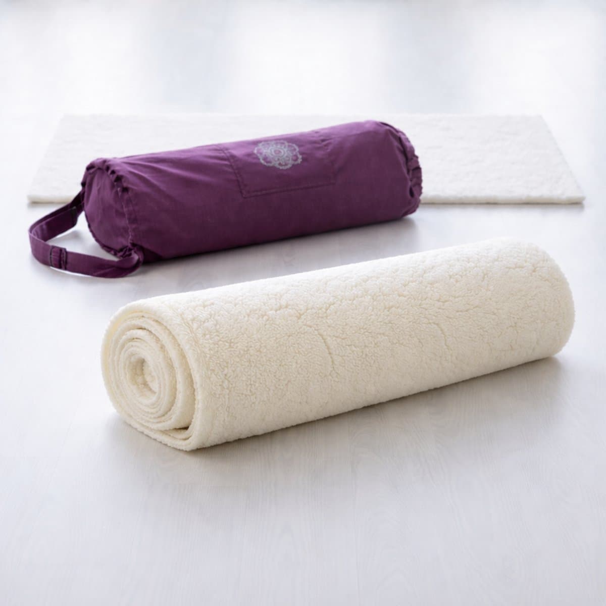 Yin Yoga mat Wol extra dik inclusief draagtas - 75 x 200cm extra breed en lang