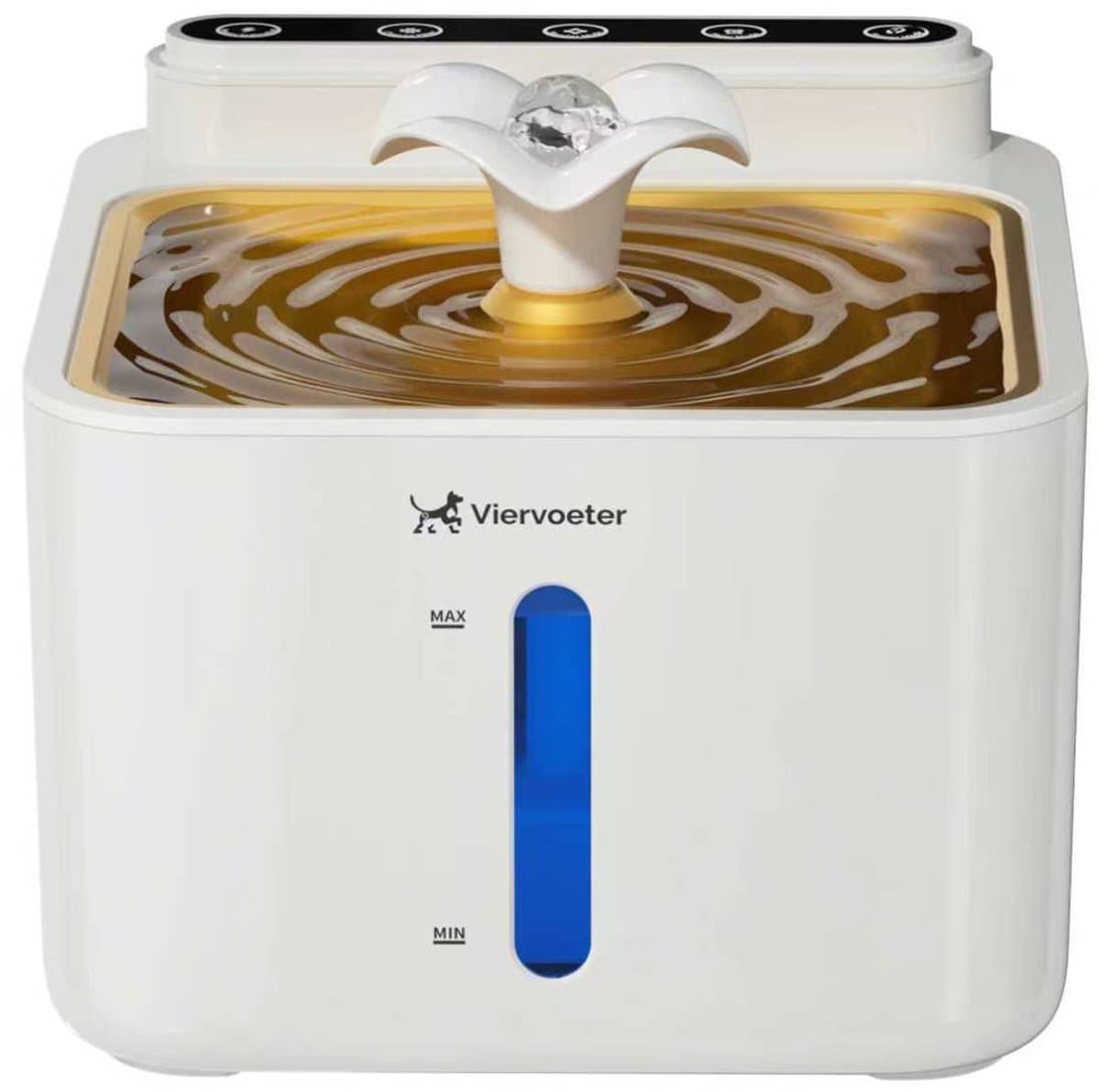 Viervoeter® Draadloze Drinkfontein RVS Wit - Sensor Waterfontein voor Kat en Hond - Inclusief 3 filters - 3,2L - 30d batterijduur - Fluisterstil