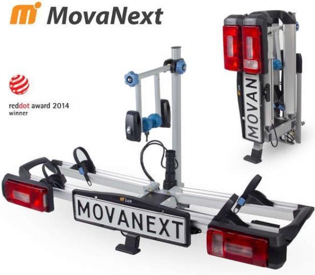 Movanext Lux Plus - Fietsendrager - 2 Fietsen - Trekhaak - 13 Polig - Opklapbaar - Kantelbaar