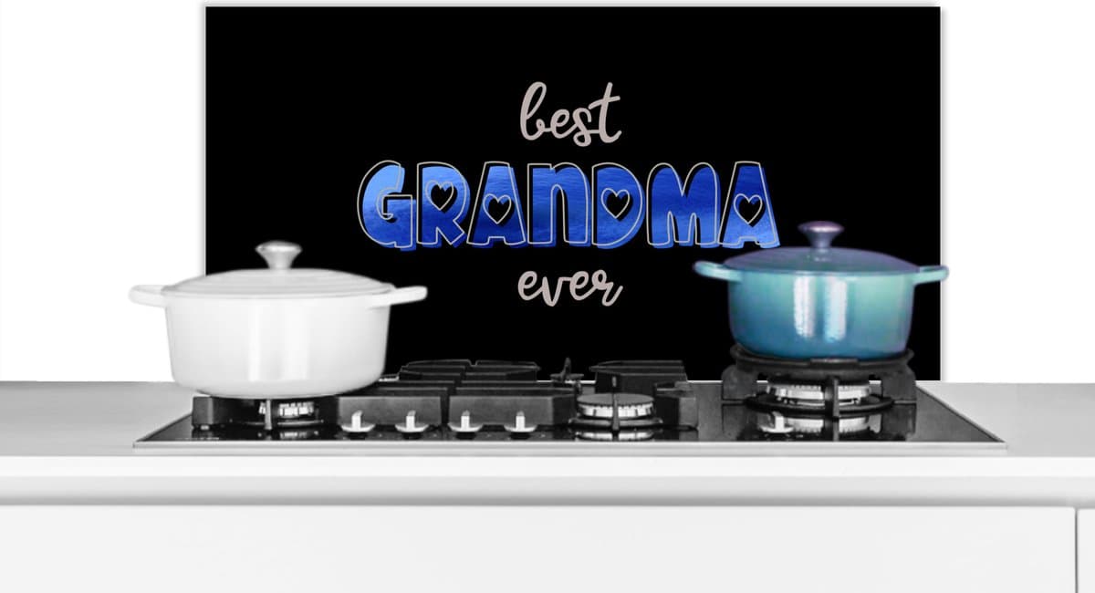 Spatscherm keuken 80x40 cm - Kookplaat achterwand Spreuken - Oma - Best grandma ever - Quotes - Muurbeschermer - Spatwand fornuis - Hoogwaardig aluminium