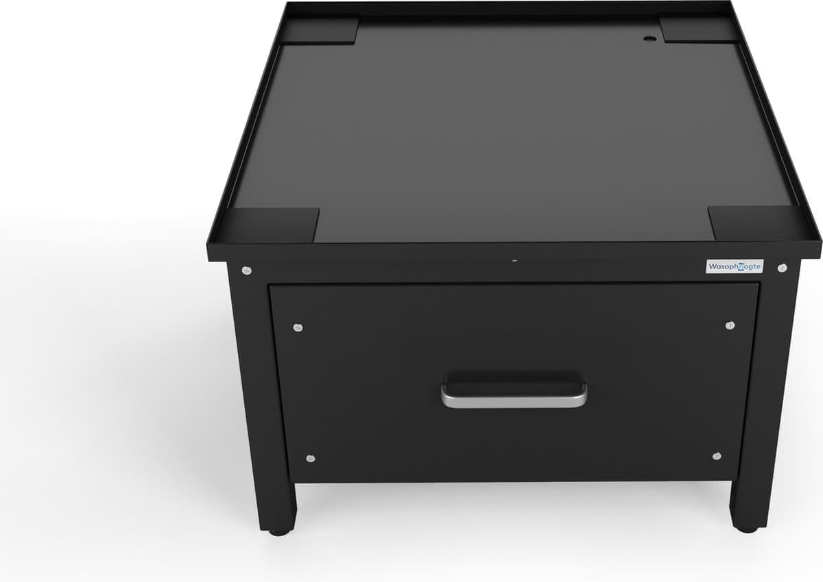 Wasophoogte® Wasmachine verhoger met lade - Wasmachine opbouwmeubel - Wasmachine sokkel - 42cm hoog - Zwart - Universeel - Inclusief Lekbak