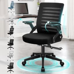 Productfoto van Bureaustoel - Ergonomische stoel - Thuiswerken - Opklapbare armleuningen - 180 kg draagvermogen - Zwart