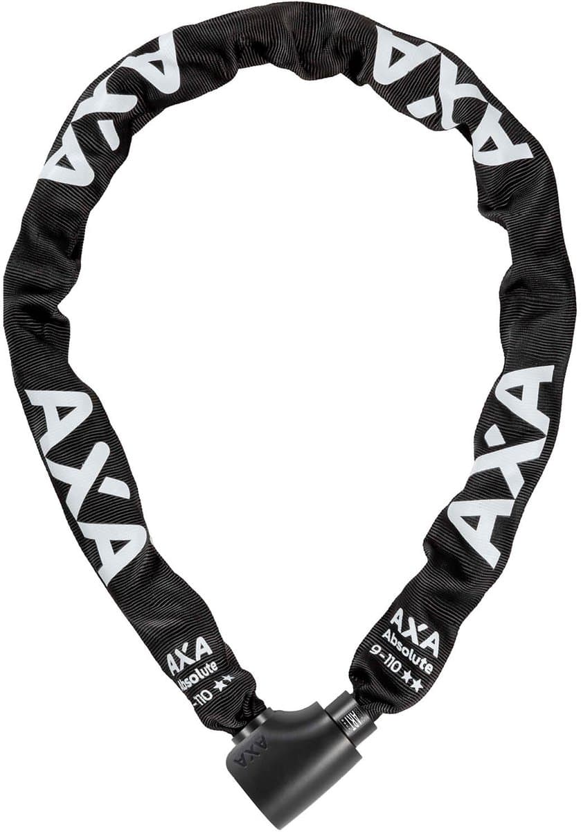 AXA Absolute 9-110 ART 2 Kettingslot – Fietsslot met keurmerk – Sterk slot met stalen ketting – Voor elektrische fiets, fatbike en bakfiets - Inclusief sleutelservice – 110 cm