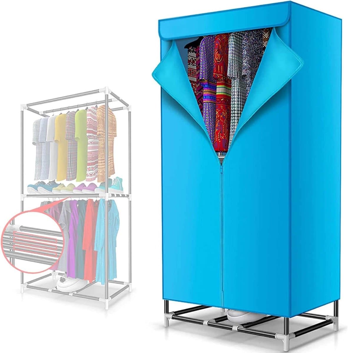 Elektrisch Droogrek - Kledingdroger Wassen - Snel Kleding Drogen - Dubbellaags Model - 70x43x140cm