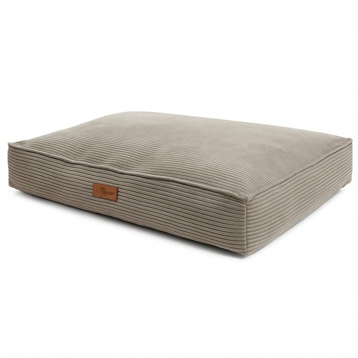 By Cee Cee Orthopedisch Hondenkussen - Hondenmand Met Wasbare Hoes- Geschikt Als Benchkussen & Hondenbed XXL - Foam Flakes Vulling - Ribstof Mokka Taupe - 120x80x18cm - Arlo