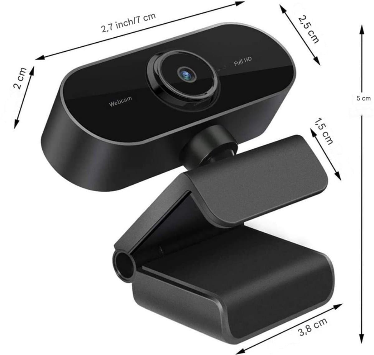 EXCITAT HD Webcam 1080P met microfoon en ruisonderdrukking - afbeelding 1