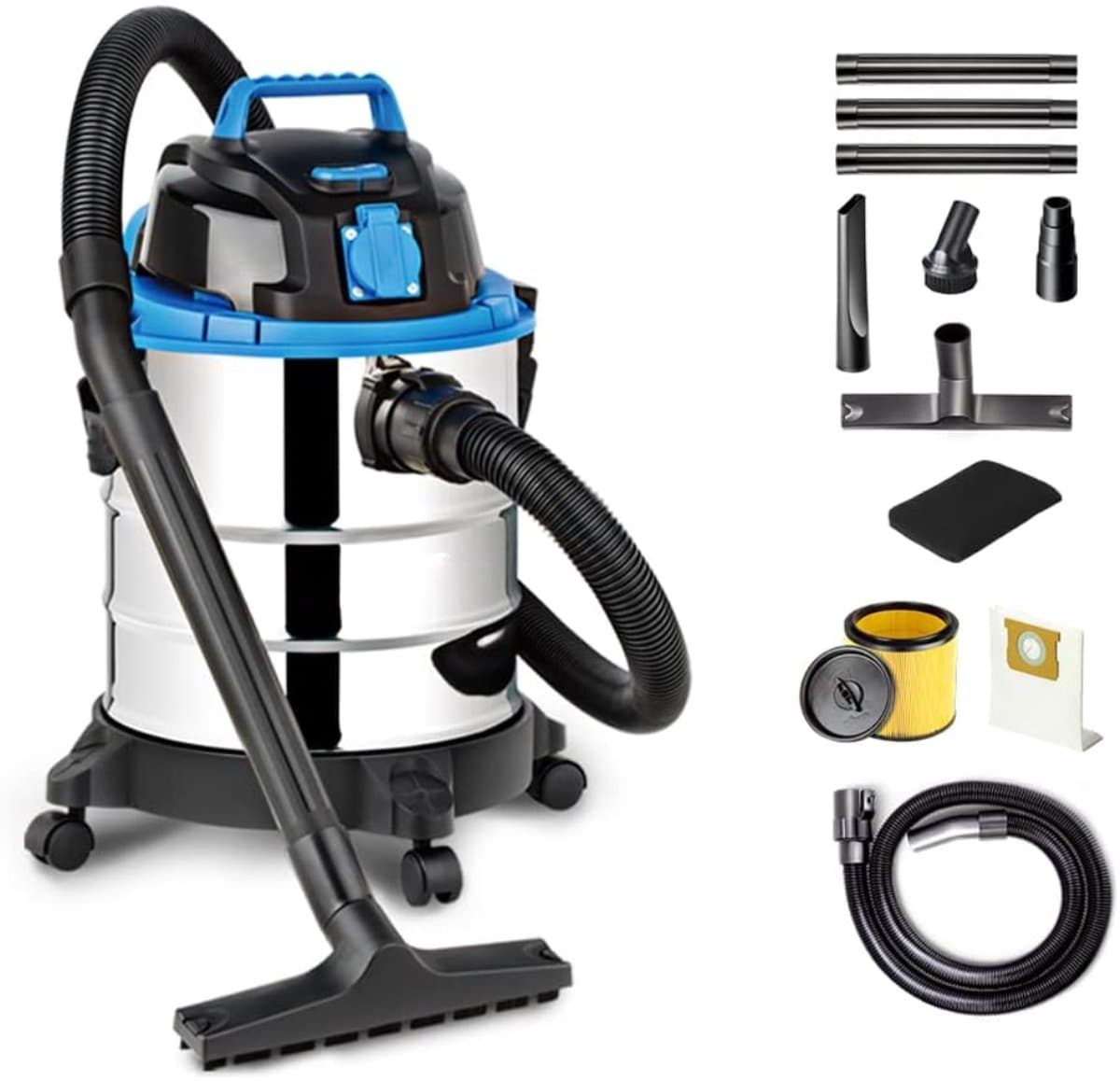 Aurixi® Karcher - Karcher Stofzuiger - Bouwstofzuiger - Festool Stofzuiger - Bouwstofzuiger Zonder Zak - Zilver - 35cm x 35cm x 51cm
