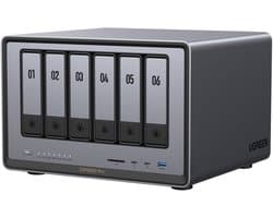 UGREEN NASync DXP6800 Pro 6-Bay Desktop NAS, Intel i5 1235u 10-Core CPU, 8GB DDR5 RAM, 128GB SSD, 2 * 10GbE, 2 * M.2 NVMe-aansluitingen, 8K HDMI, 2 * TBT4, Network Attached Storage (schijfloos)